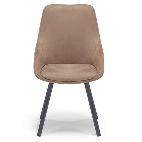 Sedia imbottita in tessuto con gambe in metallo