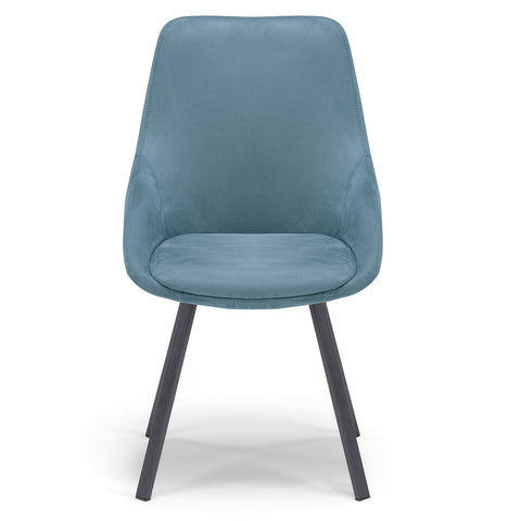 Sedia imbottita in tessuto con gambe in metallo
