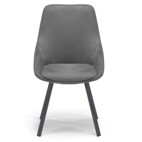Sedia imbottita in tessuto con gambe in metallo