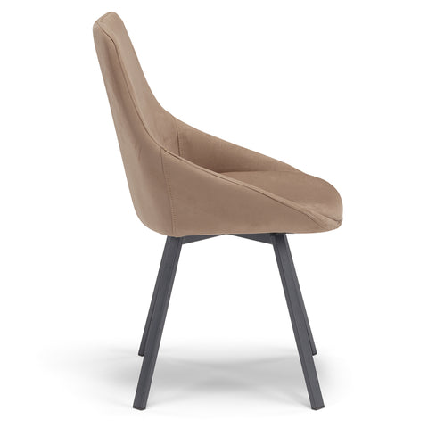 Sedia imbottita in tessuto con gambe in metallo