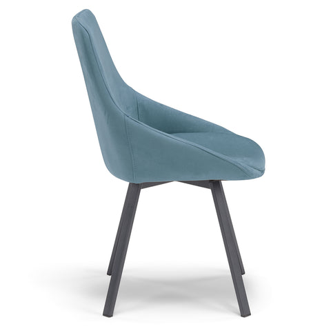 Sedia imbottita in tessuto con gambe in metallo