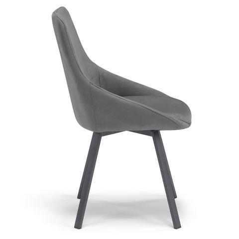 Sedia imbottita in tessuto con gambe in metallo