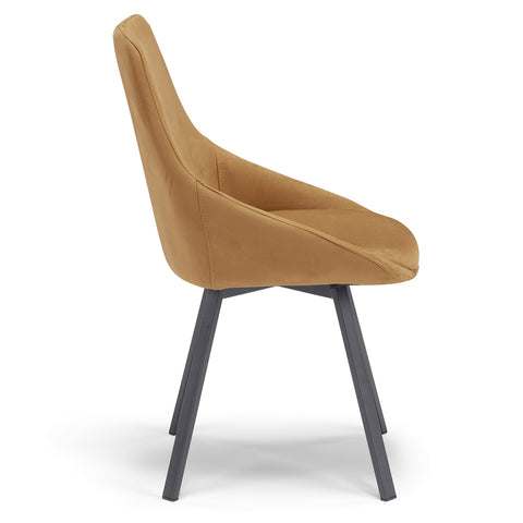 Sedia imbottita in tessuto con gambe in metallo