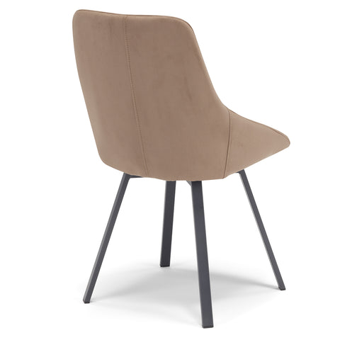 Sedia imbottita in tessuto con gambe in metallo