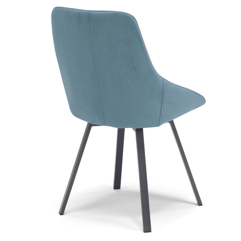 Sedia imbottita in tessuto con gambe in metallo