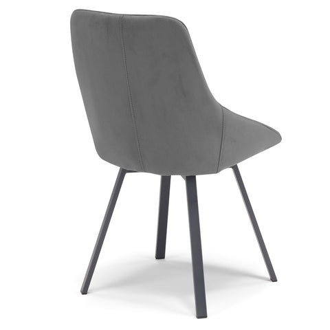 Sedia imbottita in tessuto con gambe in metallo
