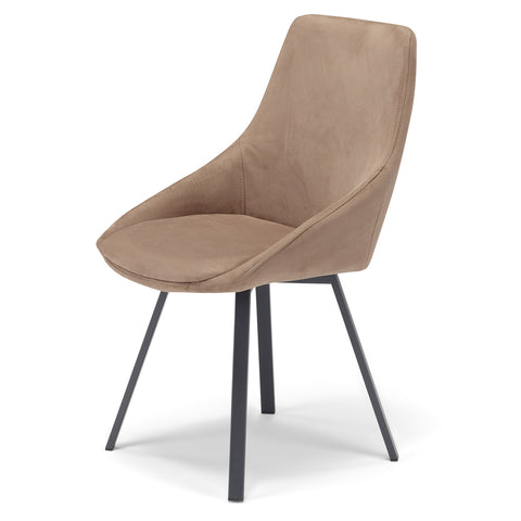 Sedia imbottita in tessuto con gambe in metallo