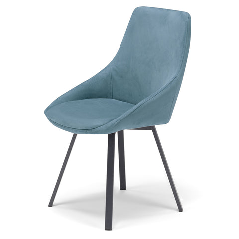 Sedia imbottita in tessuto con gambe in metallo