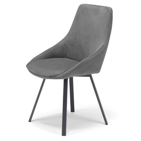 Sedia imbottita in tessuto con gambe in metallo