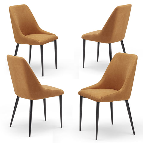 Set di 4 Sedie imbottite rosa giallo senape mango con gambe in metallo ghisa prodotta in Italia