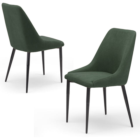 Set di 2 Sedie imbottite verde con gambe in metallo ghisa prodotta in Italia