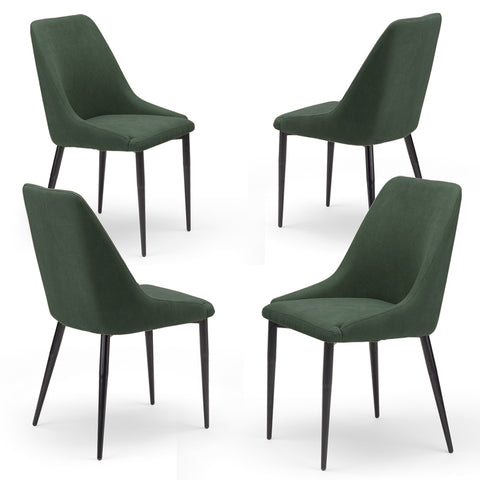 Set di 4 Sedie imbottite verde con gambe in metallo ghisa prodotta in Italia