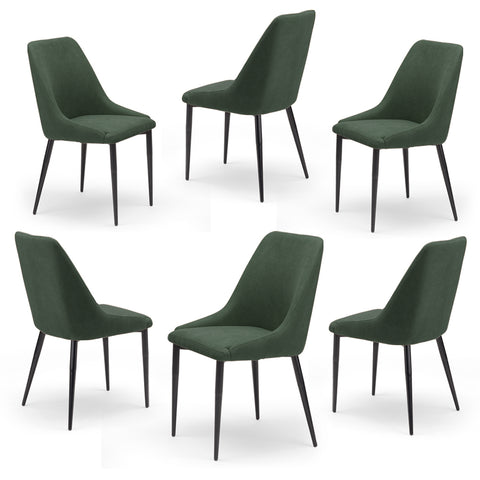 Set di 6 Sedie imbottite verde con gambe in metallo ghisa prodotta in Italia