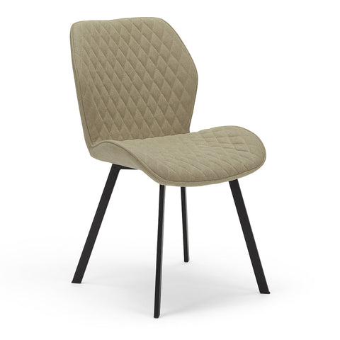 Sedia imbottite in tessuto tortora con gambe in metallo