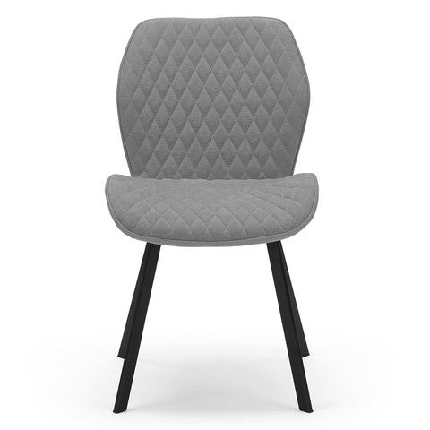 Sedia imbottite in tessuto grigio con gambe in metallo
