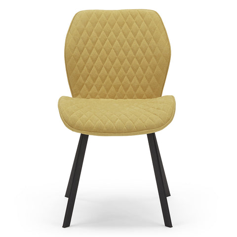 Sedia imbottite in tessuto senape con gambe in metallo