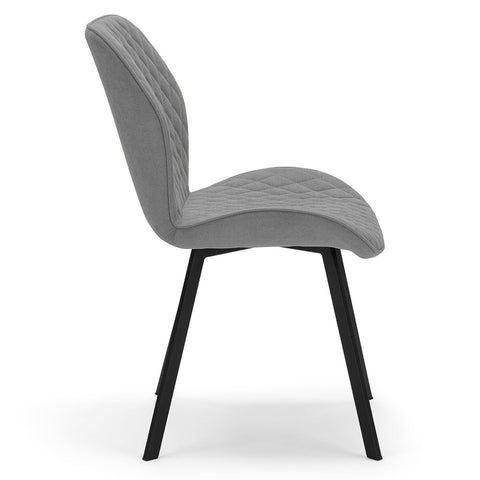Sedia imbottite in tessuto grigio con gambe in metallo