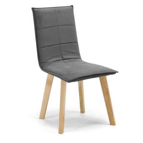 Sedia imbottita MARILU' Base Legno per sala da pranzo in tessuto trapuntato a rettangoli Design moderno