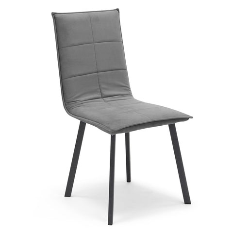 Sedia imbottita in tessuto con gambe in metallo