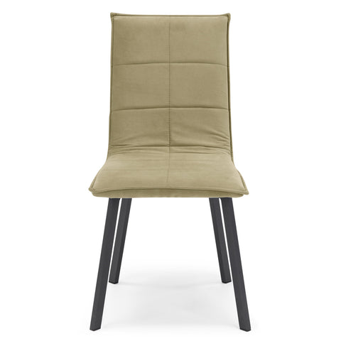 Sedia imbottita in tessuto con gambe in metallo
