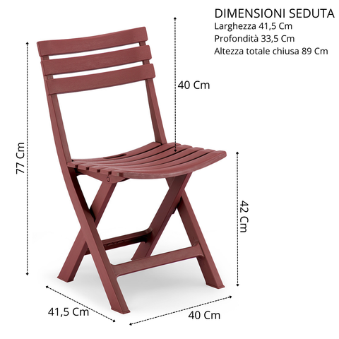 Sedia in polipropilene Sonia pieghevole Design moderno per Interno/Esterno