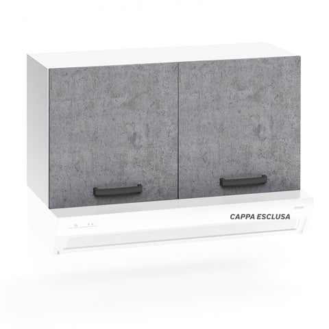Pensile sopra cappa per cucina componibile da 90 cm con due ante, realizzato in legno 100% MADE IN ITALY