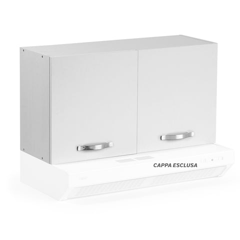 Pensile sopra cappa per cucina componibile da 90 cm con due ante, realizzato in legno 100% MADE IN ITALY