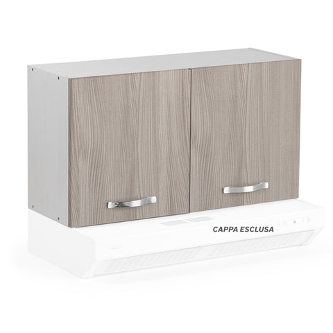 Pensile sopra cappa per cucina componibile da 90 cm con due ante, realizzato in legno 100% MADE IN ITALY