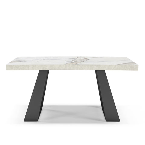 Tavolo con top in legno effetto marmo carrara e gambe in metallo scheda tecnica