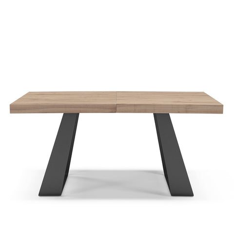 Tavolo con top in legno effetto noce e gambe in metallo