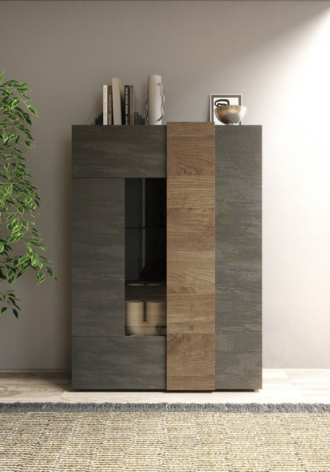 Mobile Vetrina a 2 Ante Linea Venus 100% Made in Italy Titanio - Mercure (in KIT)