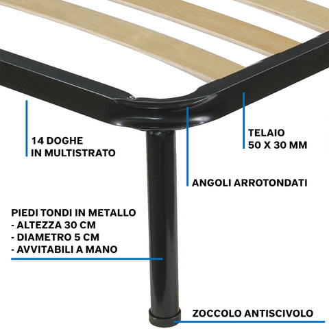Rete ortopedica ZEN a 14 doghe in multistrato anti cigolio e angoli anti infortunistici