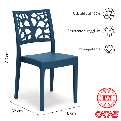 Sedia in polipropilene Teti impilabile Design moderno da Interno/Esterno