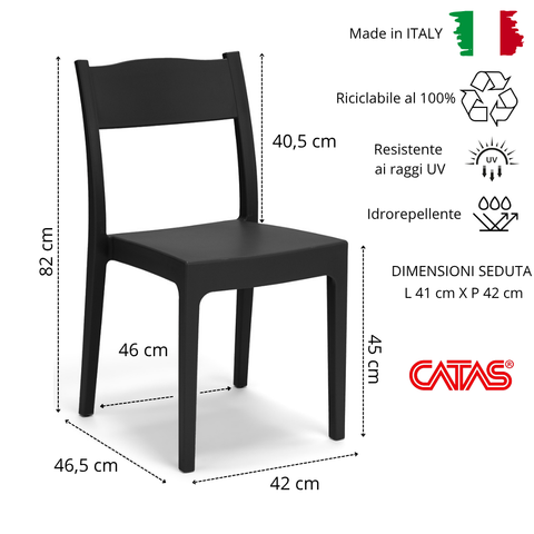 Sedia in polipropilene Vesta impilabile Design moderno da Interno/Esterno