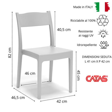 Sedia in polipropilene Vesta impilabile Design moderno da Interno/Esterno
