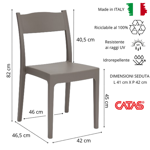 Sedia in polipropilene Vesta impilabile Design moderno da Interno/Esterno