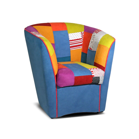 Poltrona Patchwork AZZURRA artigianale 100% MADE IN ITALY