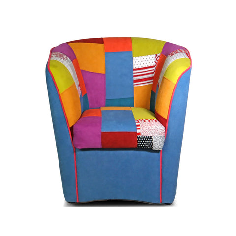 Poltrona Patchwork AZZURRA artigianale 100% MADE IN ITALY
