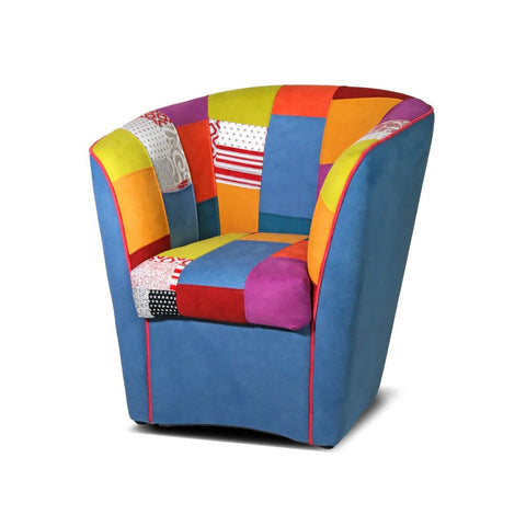 Poltrona Patchwork AZZURRA artigianale 100% MADE IN ITALY