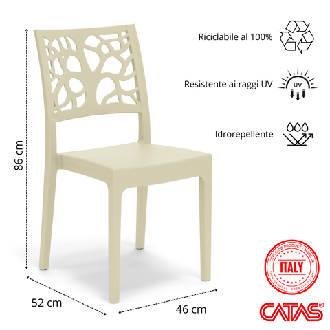Sedia in polipropilene Teti impilabile Design moderno da Interno/Esterno