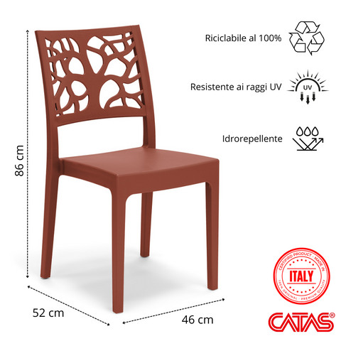 Sedia in polipropilene Teti impilabile Design moderno da Interno/Esterno