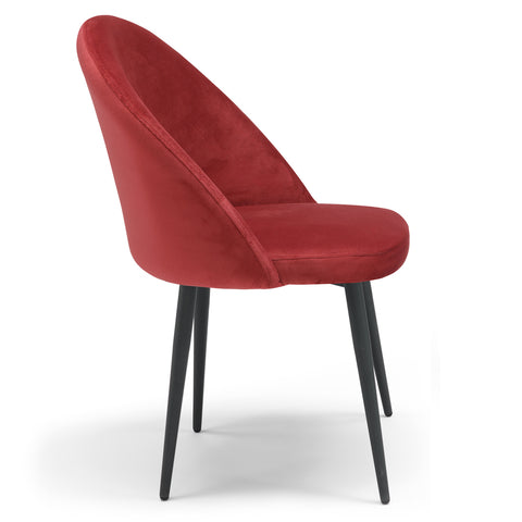Sedia imbottita rossa stile moderno gambe in metallo coniche