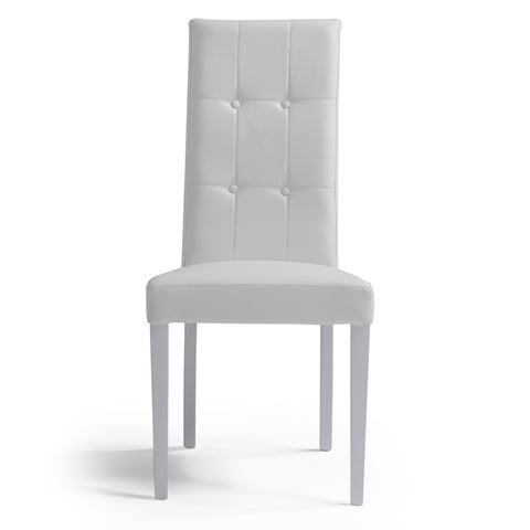 Sedia imbottita stile classico con gambe in legno bianca