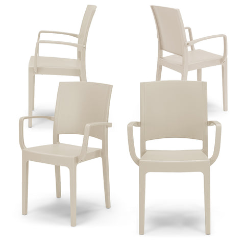 Sedia in polipropilene Flora con braccioli impilabile Design moderno da Interno/Esterno