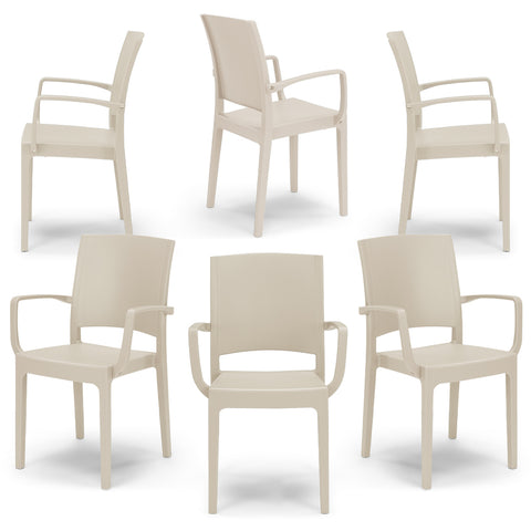 Sedia in polipropilene Flora con braccioli impilabile Design moderno da Interno/Esterno