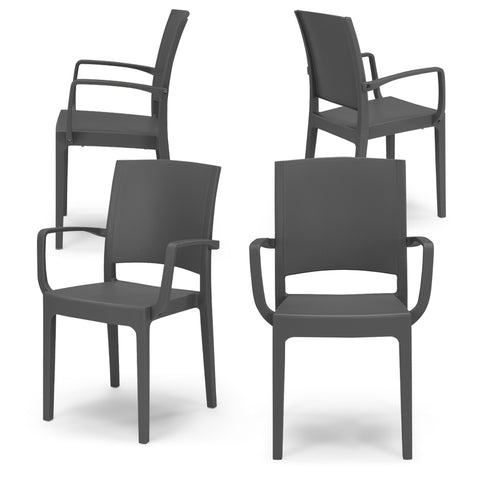 Sedia in polipropilene Flora con braccioli impilabile Design moderno da Interno/Esterno