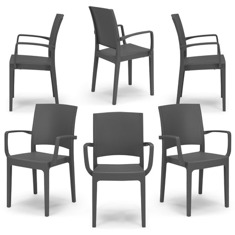 Sedia in polipropilene Flora con braccioli impilabile Design moderno da Interno/Esterno