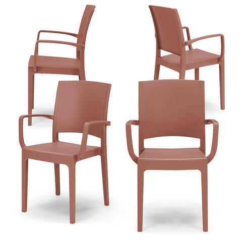 Sedia in polipropilene Flora con braccioli impilabile Design moderno da Interno/Esterno