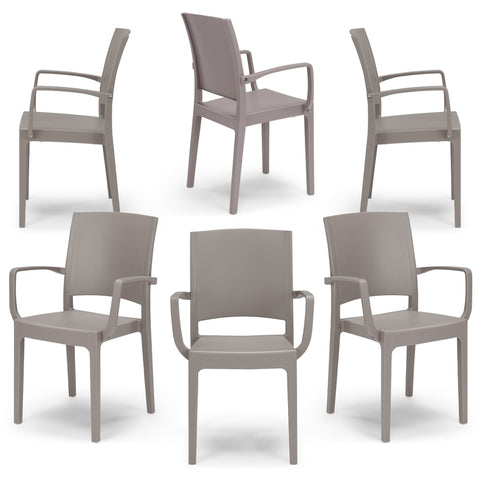 Sedia in polipropilene Flora con braccioli impilabile Design moderno da Interno/Esterno