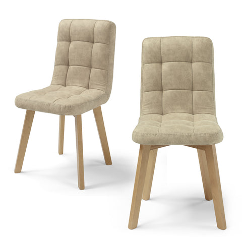 Sedia Imbottita LORY Base Legno per sala da pranzo in tessuto trapuntato a quadri Design moderno